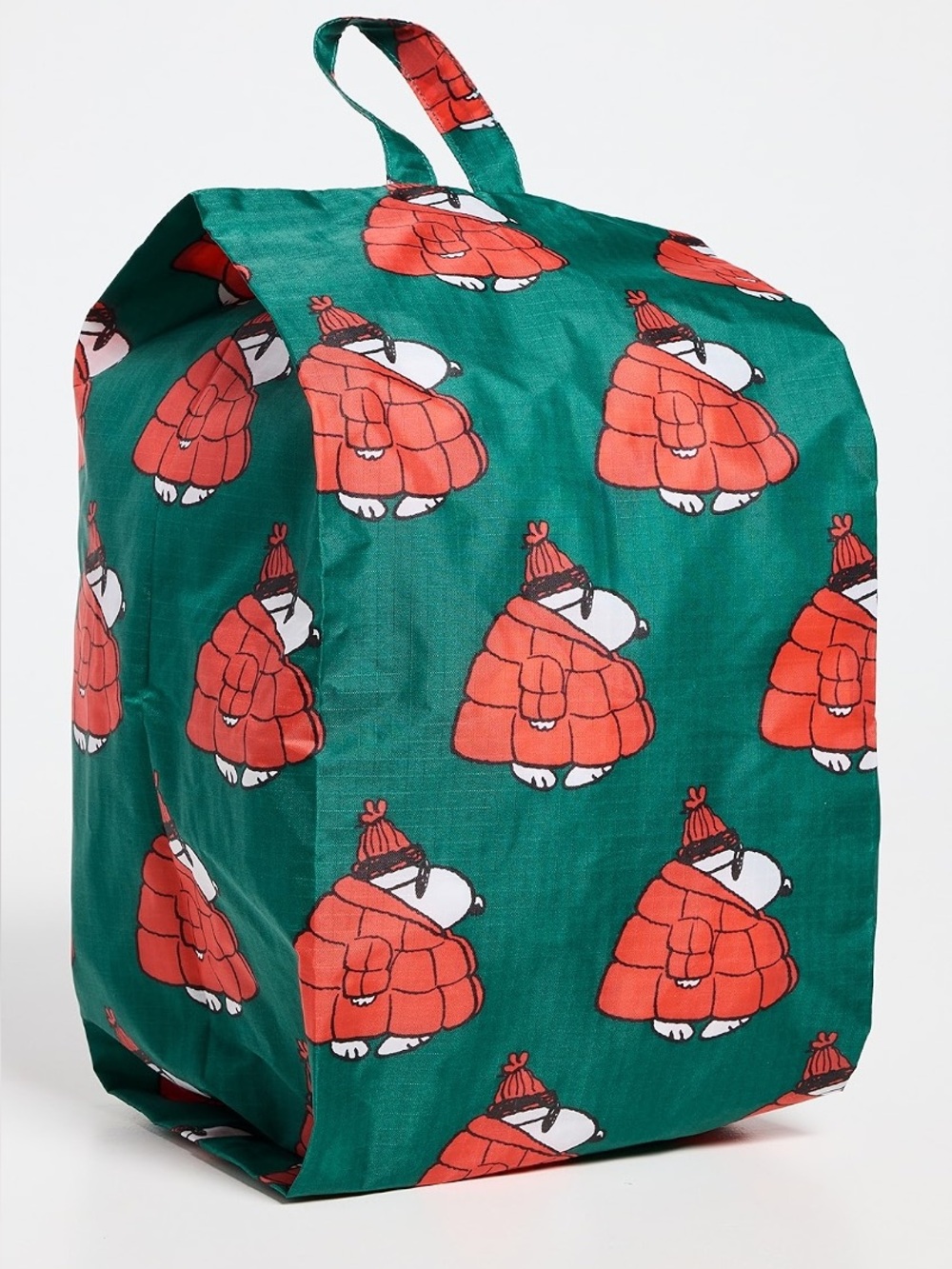 New Baggu 3D Zip Bag in Puffer Snoopy Peanuts Green Red